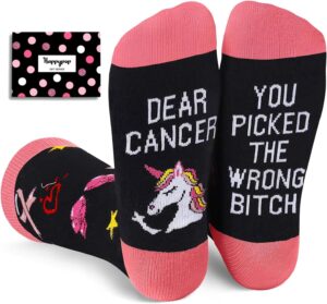 HAPPYPOP Christmas Gifts For Women - Breast Cancer Socks, Breast Cancer Awareness Gifts, Inspirational Gifts