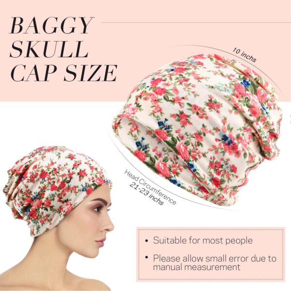 SATINIOR 5 Pieces Women's Slouchy Beanie Chemo Hat Stretch Cancer Head Wraps Sleep Head Scarf for Cancer Patient - Image 3
