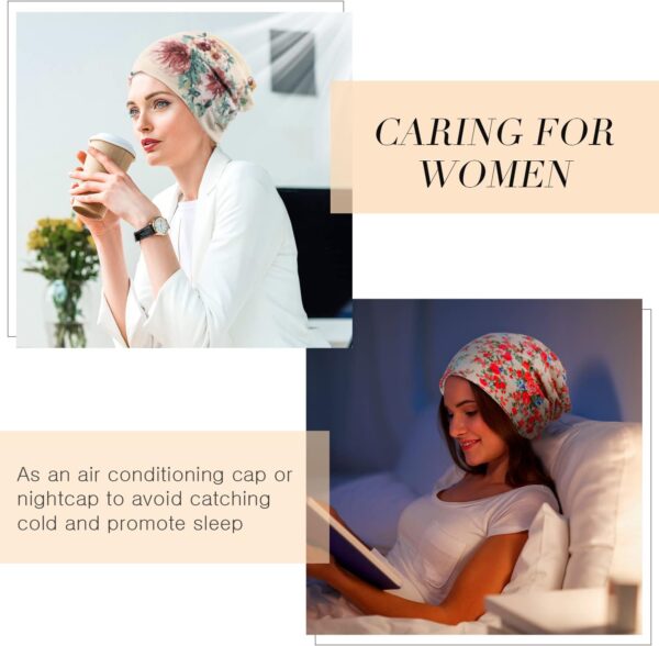 SATINIOR 5 Pieces Women's Slouchy Beanie Chemo Hat Stretch Cancer Head Wraps Sleep Head Scarf for Cancer Patient - Image 4