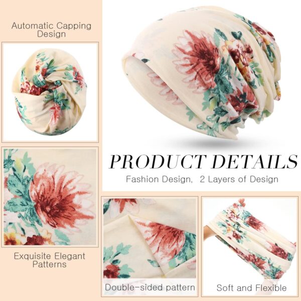 SATINIOR 5 Pieces Women's Slouchy Beanie Chemo Hat Stretch Cancer Head Wraps Sleep Head Scarf for Cancer Patient - Image 5