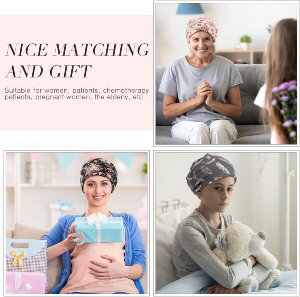 SATINIOR 5 Pieces Women's Slouchy Beanie Chemo Hat Stretch Cancer Head Wraps Sleep Head Scarf for Cancer Patient - Image 6