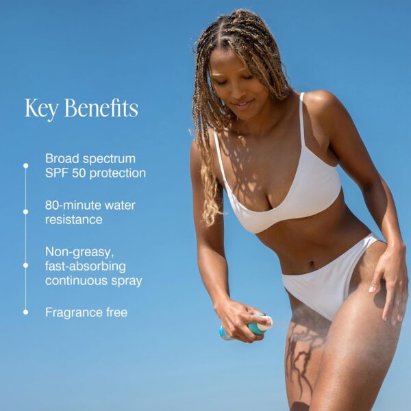 COOLA Organic Sunscreen SPF 50 Sunblock Spray, Dermatologist Tested Skin Care for Daily Protection, Vegan and Gluten Free, Fragrance Free, 6 Fl Oz - Image 3