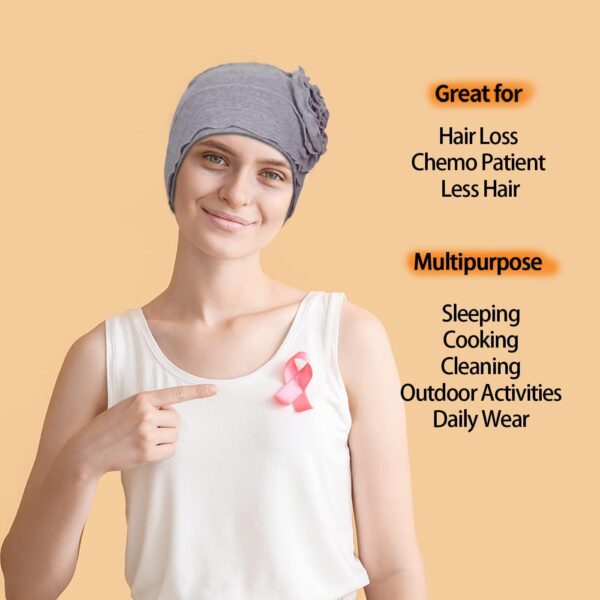 AIPESL 6 Pieces Cotton Chemo Turban Headwear, Soft Cancer Headwear Elastic Chemo Hats for Women with Hair Loss - Image 4