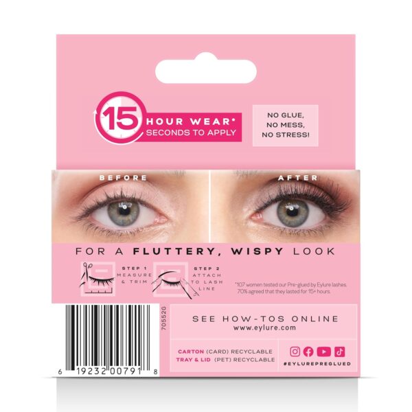 Eylure Press On Pre-Glued False Eyelashes, Light & Wispy Accent Lash, No. 003, Twin Pack - Image 7