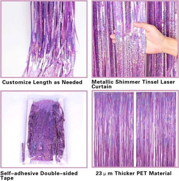 2 Pack 3.2ft x 8.2ft Pink Metallic Tinsel Foil Fringe Curtains Backdrop for Pink Party Birthday Wedding Bachelorette Baby Shower Holiday Party Decorations Photo Booth Props - Image 5