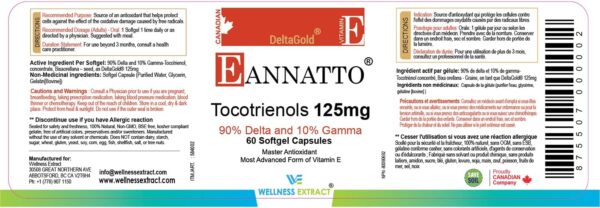 Eannatto Tocotrienols Vitamin E Supplements Tocopherol Free, Supports Immune Health, Non-GMO, Gluten Free & Antioxidant (125MG 60 Softgels) - Image 3