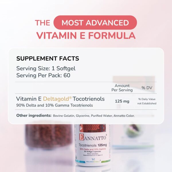 Eannatto Tocotrienols Vitamin E Supplements Tocopherol Free, Supports Immune Health, Non-GMO, Gluten Free & Antioxidant (125MG 60 Softgels) - Image 4