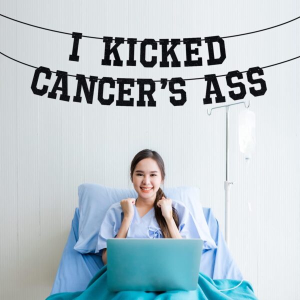 I Kicked Cancer's Ass Banner, Cancer Free Party, Cancer Survivor/Cancer Free Party Decoration Supplies, Funny Battle Cancer Gift - Image 5