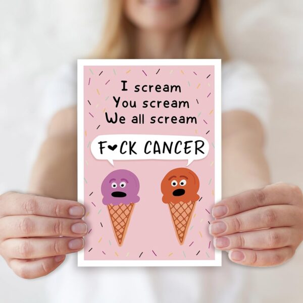 Funny Encourage Cancer Card for Friend,Cute Breast Cancer Card,Fuck Cancer Card for Him Her,Humor Cancer Card for Women Men,Get Well Gifts,Sympathy Card - Image 3