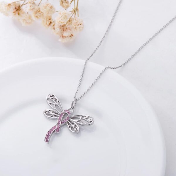 AOBOCO Sterling Silver Cancer Awareness Necklace Cancer Survivor Gifts for Women - Image 3