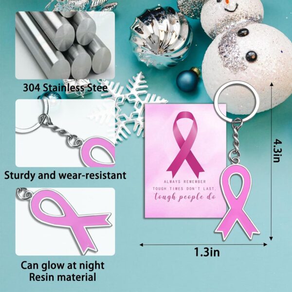 Aisity Breast Cancer Awareness Keychain Accessories Inspirational Gifts for Breast Cancer Women Female Pink Breast Cancer Awareness Decorations - Image 6