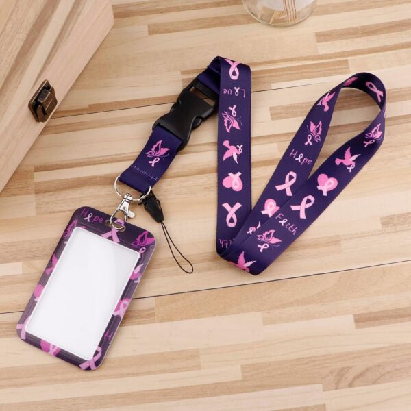 Breakaway Breast Cancer Awareness Lanyard ID Badge Holder Black Pink Keychain Lanyard Accessories for Keys & ID Badges for Women Girls Teachers(2pcs) - Image 3