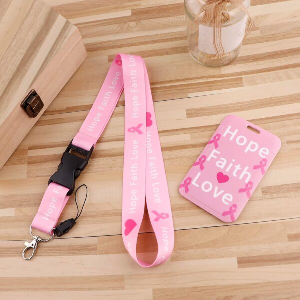 Breakaway Breast Cancer Awareness Lanyard ID Badge Holder Black Pink Keychain Lanyard Accessories for Keys & ID Badges for Women Girls Teachers(2pcs) - Image 6
