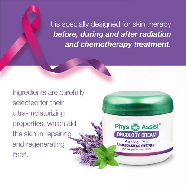 PhysAssist Oncology Cream 4 oz plus Lip Balm. Hydrates and Pampers Stressed skin. Made with a blend of natural Botanicals. Clinically Tested, Non Irritant. - Image 4