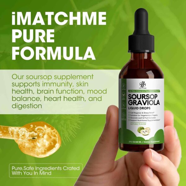 Soursop Graviola Liquid Drop for Cell Support & Regeneration, Immune System and Gut Health Support, Soursop Bitters Liquid, Herbal Goodness, Sugar/Gluten Free, Natural Flavor, 2 Fl Oz - Image 4