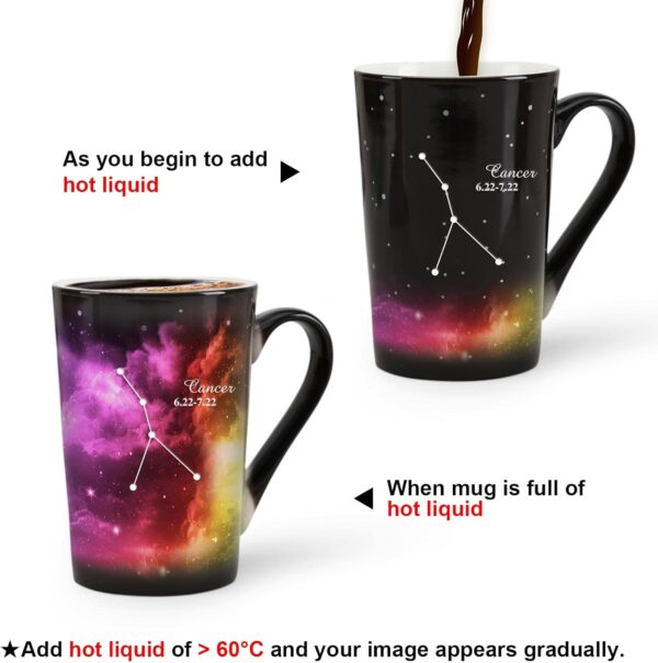Cancer Heat Changing Constellation Mug 12oz, Horoscope Cancer Coffee Mug, Moon Stary Ceramic Color Changing Cup, Astrology Sign, Holiday Birthday Gift, June July Magic Presents. - Image 7
