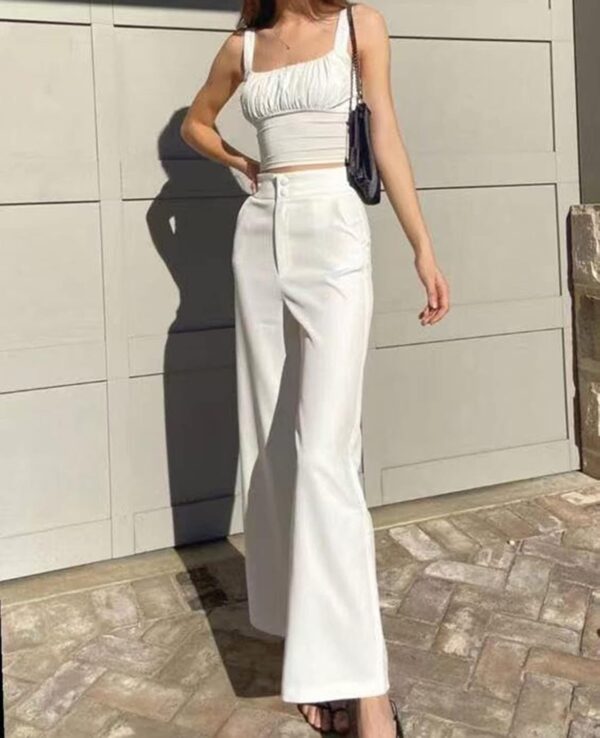Women Crop Tank Top Sexy Square V Neck Double Lined Ruched Corset Cute Cropped Sleeveless Cami Summer Outfit Going Out Top - Image 3