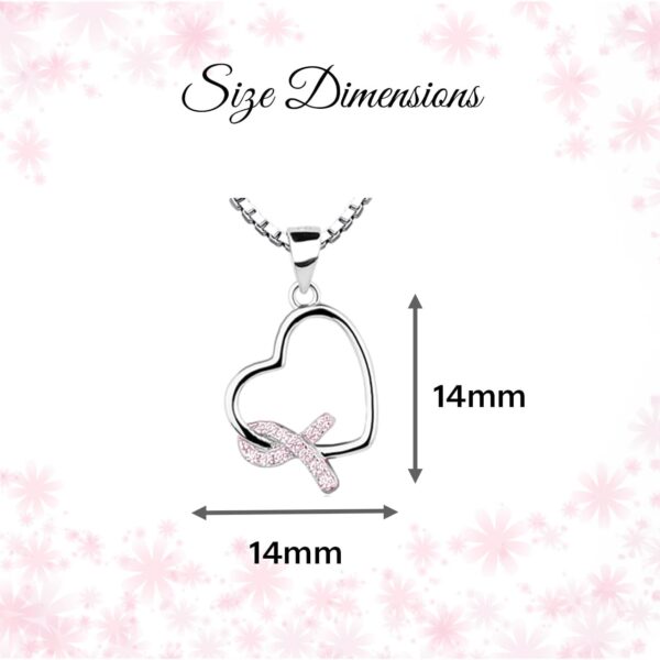 Precious Pieces Sterling Silver Heart "Never Give up - You are Loved" Cancer Survivor and Awareness Ribbon Necklace - Image 4