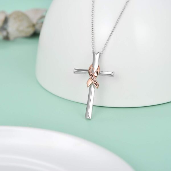PEIMKO Breast Cancer Awareness Survivor Jewelry Gifts for Women, 925 Sterling Silver Breast Cancer Survivor Heart Pendant Necklace for Women Post Surgery Survivor Chemo - Image 5