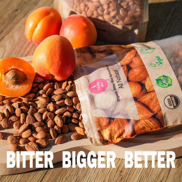 Mighty Apricot USDA Organic Bitter Apricot Kernels(1LB) 16oz, Natural Raw Bitter Apricot Seeds, Vegan, Non-GMO, Gluten Free, Great source of Vitamin B17 and B15, Maximum 3 Kernels/day - Image 3