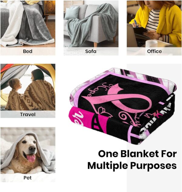 Breast Cancer Blanket for Women, Breast Cancer Survivor Gifts for Women, Inspirational Gifts for Woman Blanket, Get Well Soon Gift for Woman 50 x 60 in - Image 5