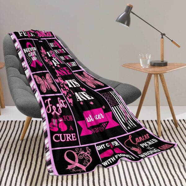 Breast Cancer Blanket for Women, Breast Cancer Survivor Gifts for Women, Inspirational Gifts for Woman Blanket, Get Well Soon Gift for Woman 50 x 60 in - Image 6