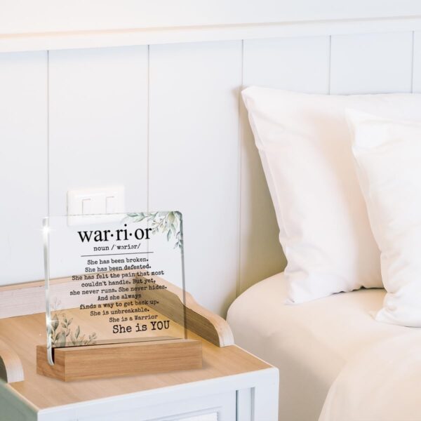 Inspirational Cancer Survivor Gifts for Women Mom, Breast Cancer Gifts for Woman, Warrior is You Home Decorative Signs Plaque for Desk - Image 6