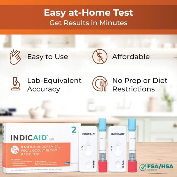 INDICAID Immunochemical Fecal Occult Blood Rapid Test (iFOB), FIT Colon Test, Accurate and Easy at Home, No Prep Required. FSA/HSA Eligible (2 Pack) - Image 3