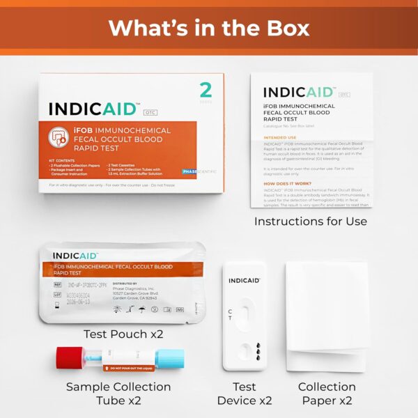 INDICAID Immunochemical Fecal Occult Blood Rapid Test (iFOB), FIT Colon Test, Accurate and Easy at Home, No Prep Required. FSA/HSA Eligible (2 Pack) - Image 5