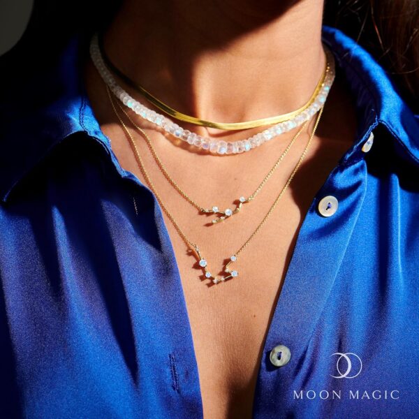 Moon Magic Moonstone Necklace - Zodiac Constellation / 925 Sterling Silver - 18k Rose Gold - Yellow Gold Zodiac Sign Necklaces for Women/Astrology & Horoscope Authentic Rainbow Moonstone Jewelry - Image 6