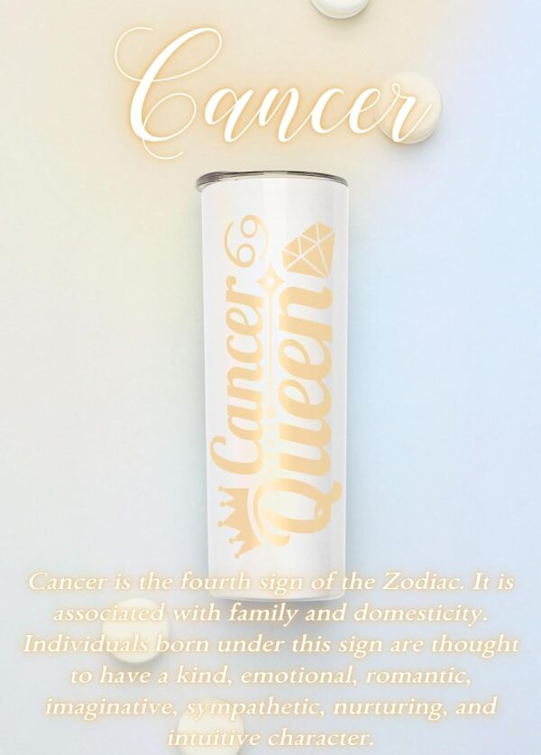 Onebttl Zodiac Gifts for Women, Best Friend Birthday Gifts for Her, 20oz Stainless Steel Tumbler, Printed Logo Iridescent White, Cancer - Image 7