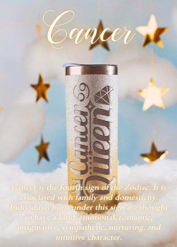 Onebttl Zodiac Gifts for Women, Best Friend Birthday Gifts for Her, 20oz Stainless Steel Tumbler, Engraved Logo Gold and Silver, Cancer - Image 7