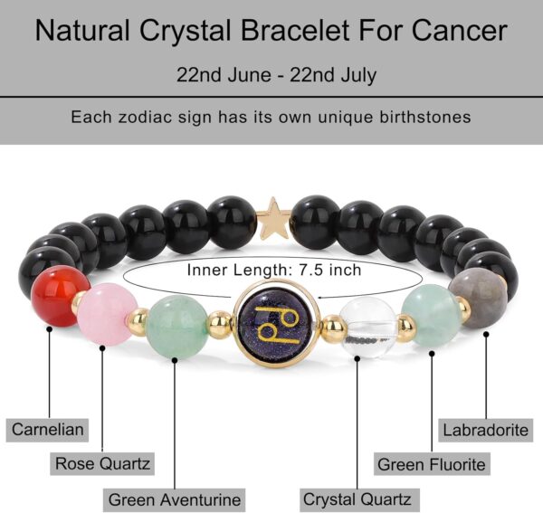 GolbalJew Zodiac Bracelets for Women 12 Constellations Healing Crystal Stone Beads Bracelet Birthday Zodiac Gifts Horoscope Spiritual Bracelet - Image 7