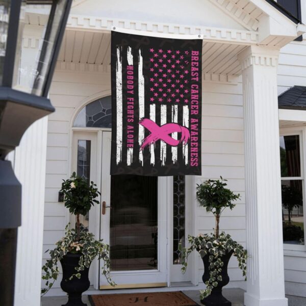 Breast Cancer Awareness Flag Nobody Fights Alone in This Family Flag USA Flag 3x5 Double Sided Outdoor Flags Pink Ribbons Tapestry For Indoor Decoration Gifts - Image 4