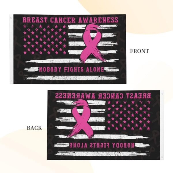 Breast Cancer Awareness Flag Nobody Fights Alone in This Family Flag USA Flag 3x5 Double Sided Outdoor Flags Pink Ribbons Tapestry For Indoor Decoration Gifts - Image 5