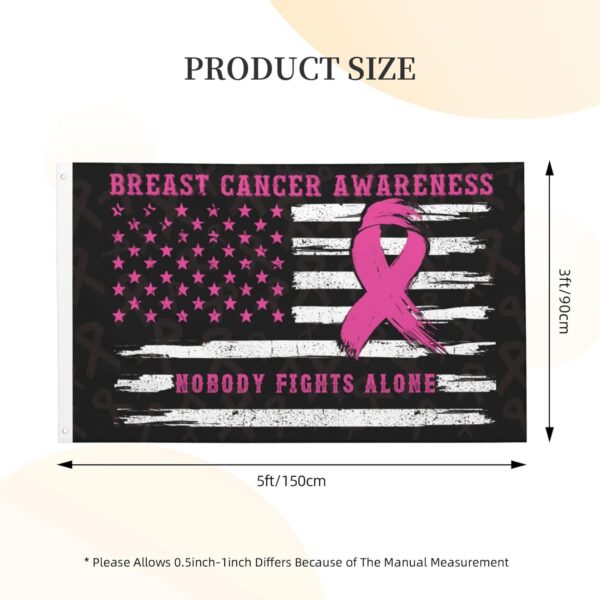 Breast Cancer Awareness Flag Nobody Fights Alone in This Family Flag USA Flag 3x5 Double Sided Outdoor Flags Pink Ribbons Tapestry For Indoor Decoration Gifts - Image 6