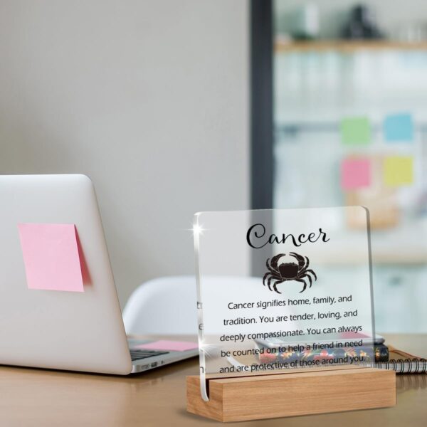 Cancer Zodiac Gifts for Women, July Birthday Gifts for Women Friend, Unique Home Decor Office Desk Sign Keepsake - Image 3
