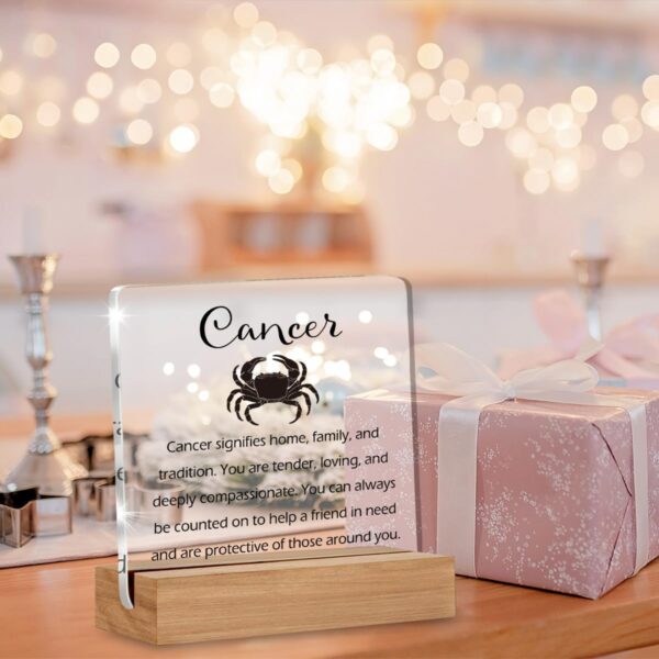 Cancer Zodiac Gifts for Women, July Birthday Gifts for Women Friend, Unique Home Decor Office Desk Sign Keepsake - Image 4