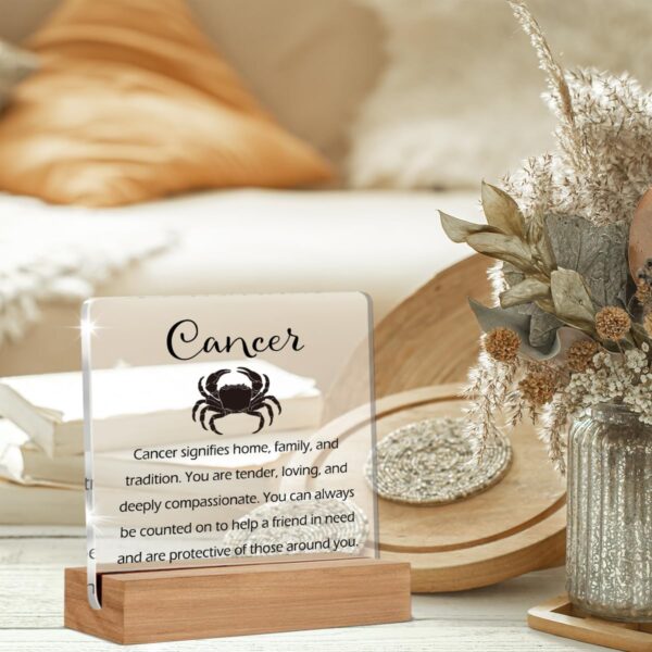 Cancer Zodiac Gifts for Women, July Birthday Gifts for Women Friend, Unique Home Decor Office Desk Sign Keepsake - Image 5
