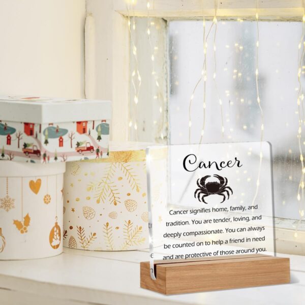 Cancer Zodiac Gifts for Women, July Birthday Gifts for Women Friend, Unique Home Decor Office Desk Sign Keepsake - Image 6