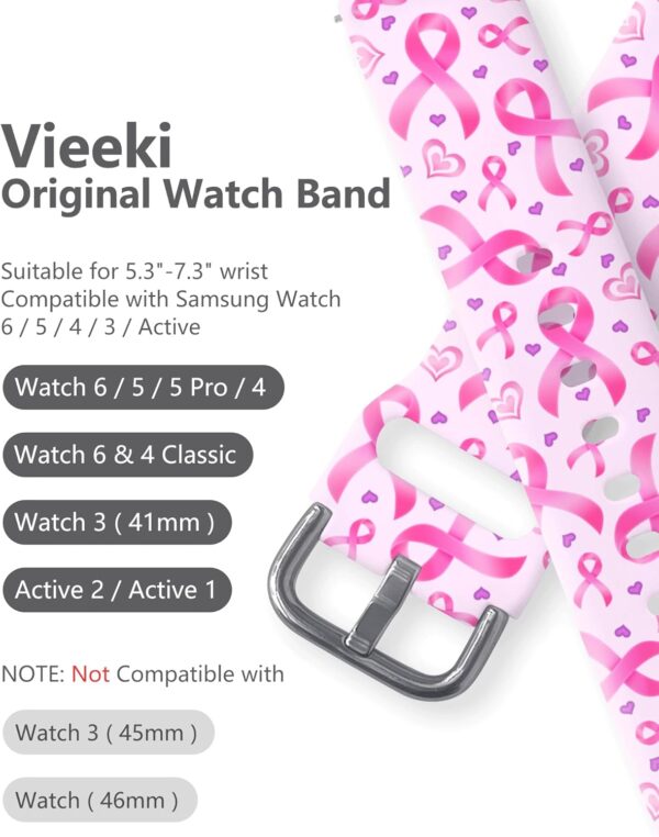 Christmas Watch Bands Compatible with 40mm 44mm Samsung Galaxy Watch 7/6/ 5/4/ 5 Pro (45mm)/ 4 Classic (46mm)/ 3 (41mm)/ Active 2, 20mm Pattern Replacement Silicone Strap for Women - Image 3