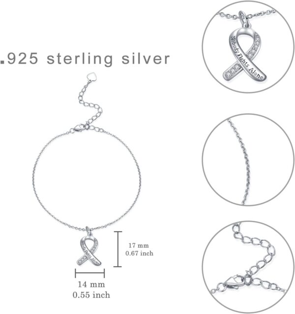Breast Cancer Survivor Bracelets 925 Sterling Silver Breast Cancer Bracelets Breast Cancer Awareness Bracelets Inspirational Jewelry Gifts for Women - Image 4
