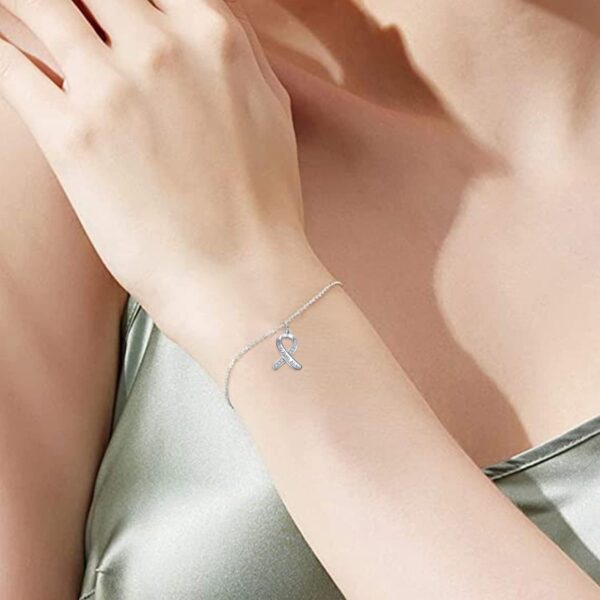 Breast Cancer Survivor Bracelets 925 Sterling Silver Breast Cancer Bracelets Breast Cancer Awareness Bracelets Inspirational Jewelry Gifts for Women - Image 5