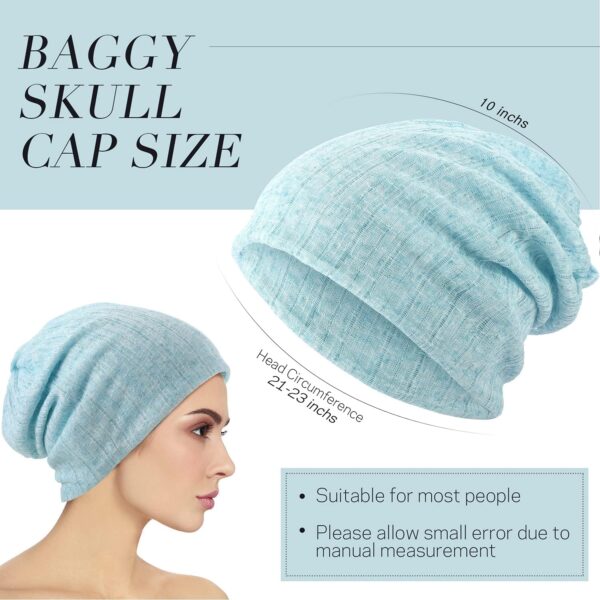 SATINIOR 5 Pieces Women's Slouchy Beanie Chemo Hat Stretch Cancer Head Wraps Sleep Head Scarf for Cancer Patient - Image 2