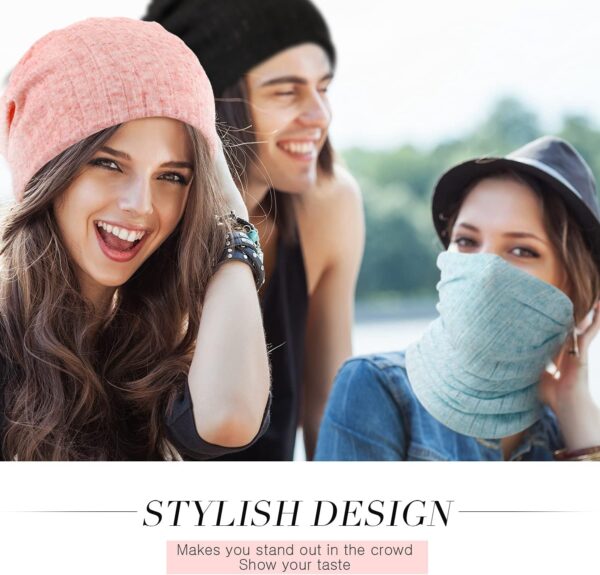 SATINIOR 5 Pieces Women's Slouchy Beanie Chemo Hat Stretch Cancer Head Wraps Sleep Head Scarf for Cancer Patient - Image 6