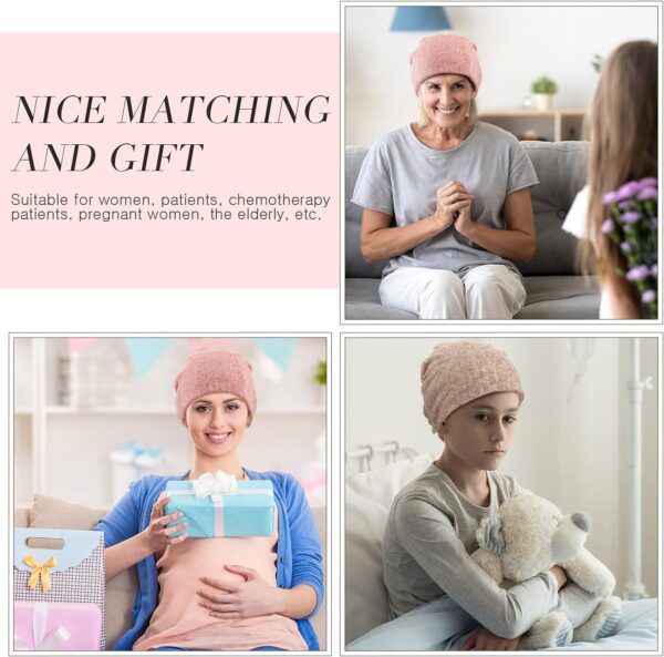 SATINIOR 5 Pieces Women's Slouchy Beanie Chemo Hat Stretch Cancer Head Wraps Sleep Head Scarf for Cancer Patient - Image 7