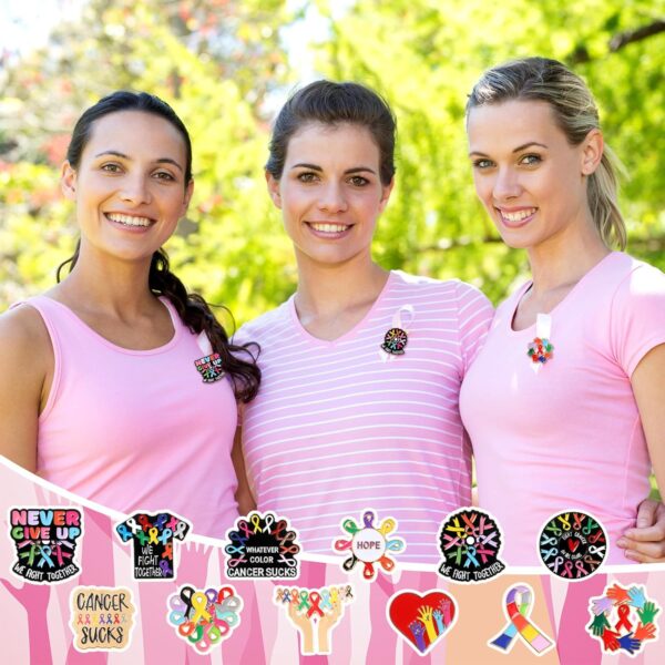 Cancer Awareness Pins Cute Awareness Enamel Lapel Pin Ribbon Hope Buttons for All Cancers Women Gift Clothes - Image 6