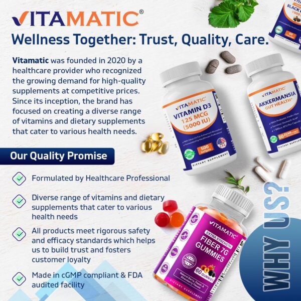 Vitamatic Vitamin D3 50,000 IU (as Cholecalciferol), Once Weekly Dose, 1250 mcg, 60 Veggie Capsules 1 Year Supply, Progressive Formula Helping Vitamin D Deficiencies (60 Count (Pack of 1)) - Image 5