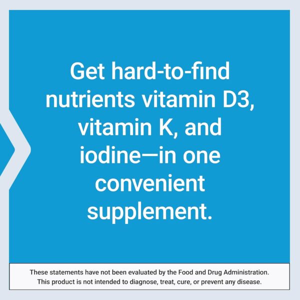 Life Extension Vitamins D and K with Sea-Iodine, vitamin D3, vitamin K1 and K2, iodine, supports immune, bone, arterial and thyroid health, non-GMO, gluten-free, 60 capsules - Image 6
