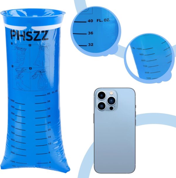 40 Pack Vomit Bags Disposable, Leak Resistant Barf Bags, Portable Blue Vomit Bag, 1000 Ml Emesis Puke Throw Up Nausea Motion Sickness Bag for Car, Travel Aircraft, Taxi - Image 3